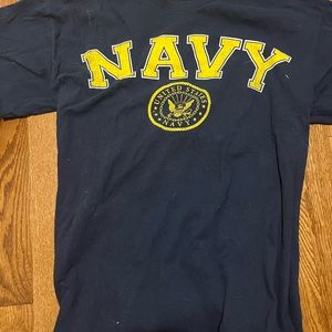 Cotton tee shirt. Navy blue NAVY shirt.